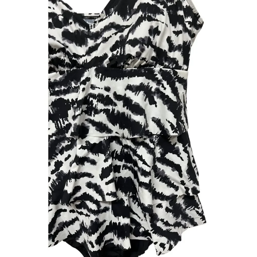 NWT SWIM SOLUTIONS | Plus Size Tummy Control Triple‎ Tier Fauxkini One Piece 10 - Picture 4 of 5